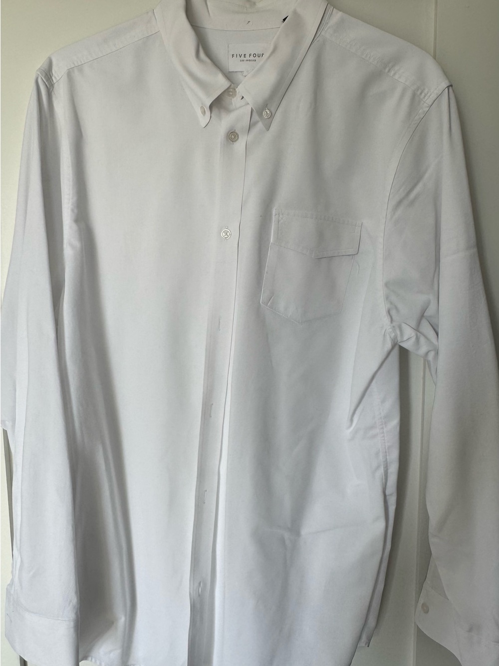 Five Four White Button-Down Dress Shirt with Chest Pocket